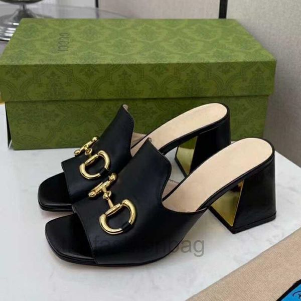 

sandal designer summer high heels go out one line slippers horseshoe fashion style open toe versatile women's shoes, Black