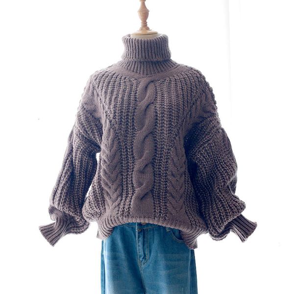 

fashion autumn female high collar hemp flower loose sweater and winter thick warm woolen bean sand grey yellow t-shirt luxury, White;black