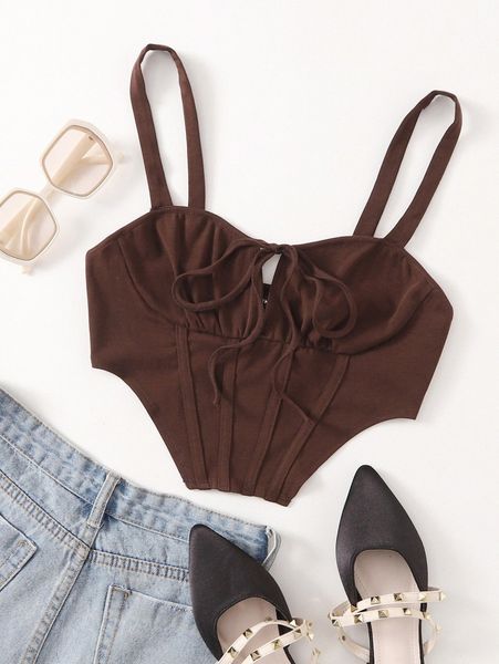 

knot detail asymmetrical hem cami v49x#, White