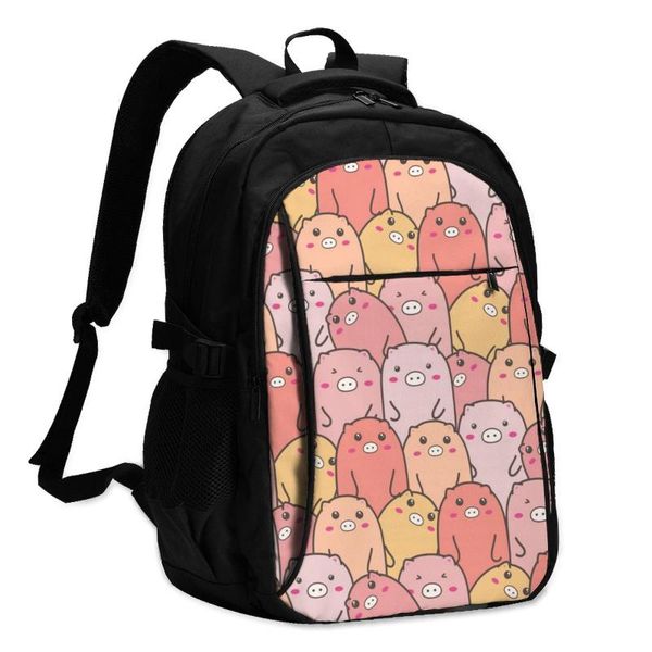 

backpack usb charge women cute pig student letters print school bag teenager girls