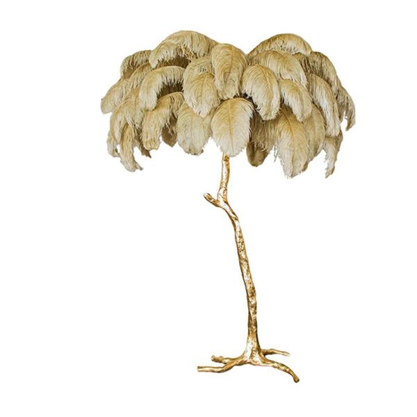 

floor lamps nordic luxury ostrich feather lamp living room decoration lustre copper light el bedroom removable standing