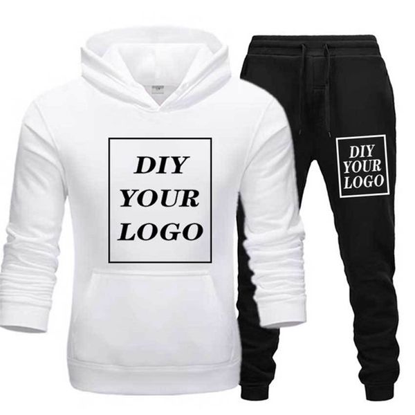 

customized print hoodies and pants thick sweatshirt comfortable diy streetwear tracksuit dropshipping pullovers 201127, Black