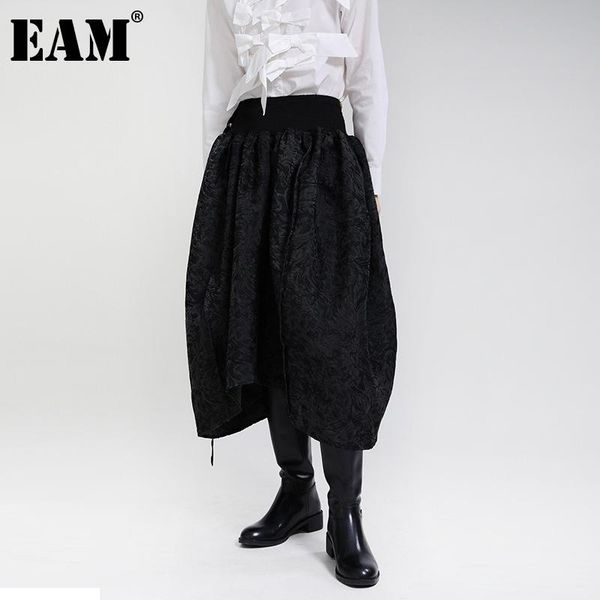 

[eam] jacquard abstract pattern irregular black high waist half-body skirt women fashion tide new spring autumn 2021 1dd3880