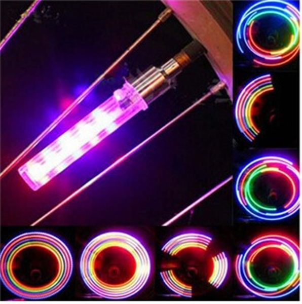 2 stücke 5 LED Fahrrad Fahrrad Rad Reifen Ventilkappe Speichen Neonlicht Lampe Zubehör Großhandel Drop Shipping 247 W2