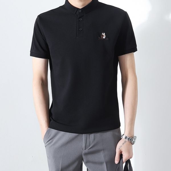 

men's short sleeve quick drying polo men's 2020 summer korean slim fit lapel embroidery t-shirt solid color fashion, White;black