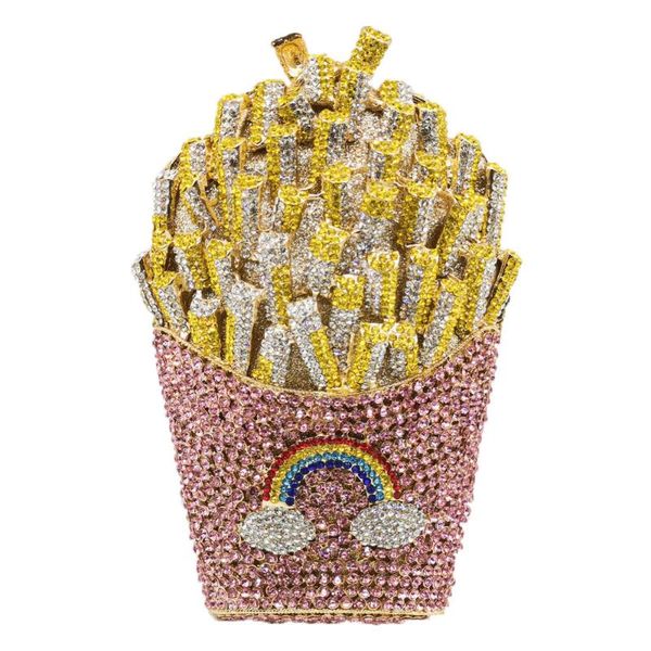 

evening bags luxury designer french fries chips clutch women crystal bag diamond wedding handbag bridal purse
