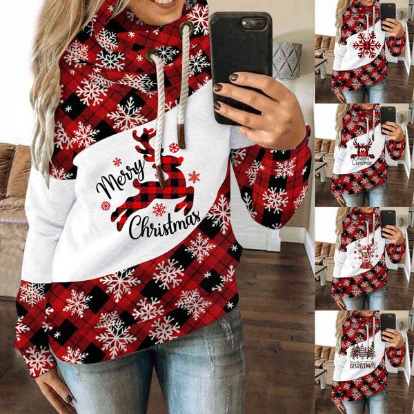 

women lady jumper pullover sweater coat christmas winter ladies splice warm brief polyester sweatshirts clothing 2022 y1110, White;black