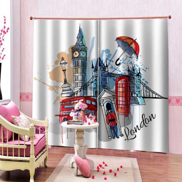 

curtain & drapes modern home decor hand painted city view curtains for living room bedroom window treatment 3d el ktv