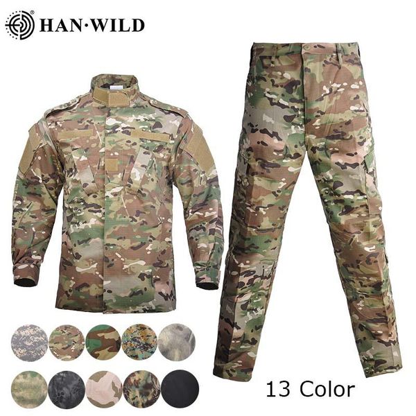 

hunting sets men uniform camouflage tactical suit camping army special forces combat jcckets pants militar soldier clothes, Camo