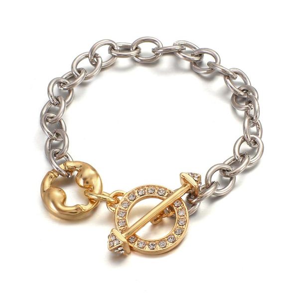 

link, chain aensoa fashion luxury crystal buckle 20mm silver color cuban link bracelet for women men golden bling rhinestone bracelets, Black