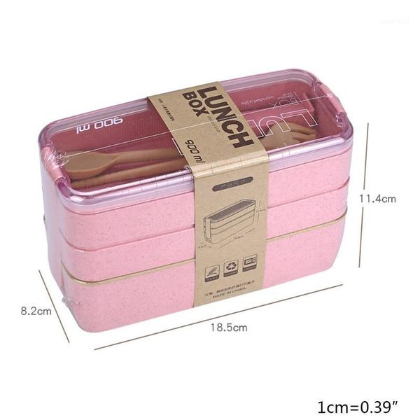 

simple lunch box environmentally friendly wheat straw bento case 3 layer contain x7je storage bottles & jars