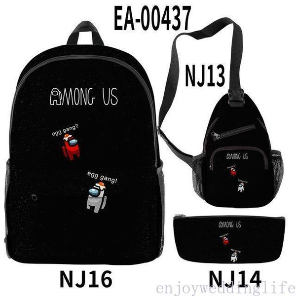 

us stock backpack 3 piece set among us impostor teenager boys girls students school bags women men casual outdoor travel bag