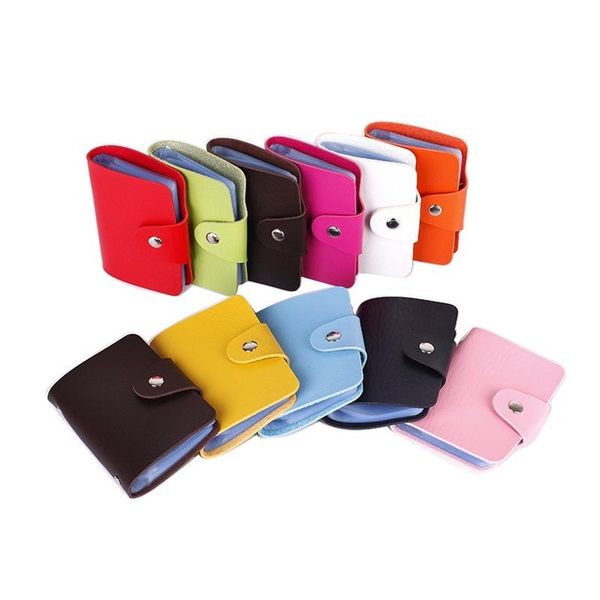 

card holders id wallet cash coin pu holder organizer case box 12 candy color business package for women, Brown;gray