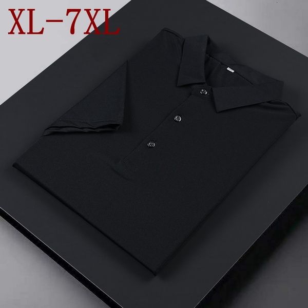

men's polos short sleeve lapel loose t-shirt, fashion, summer, 7xl, 6xl, 5xl, White;black