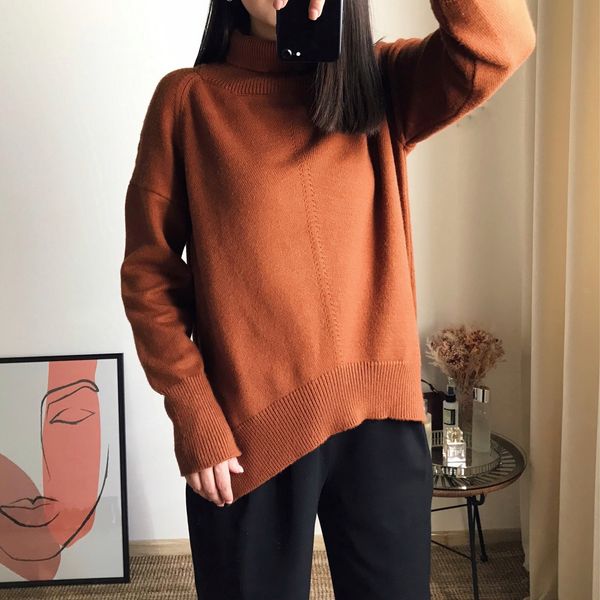 

and winter autumn female loose turtleneck cashmere sweater knit b bpv2, White;black