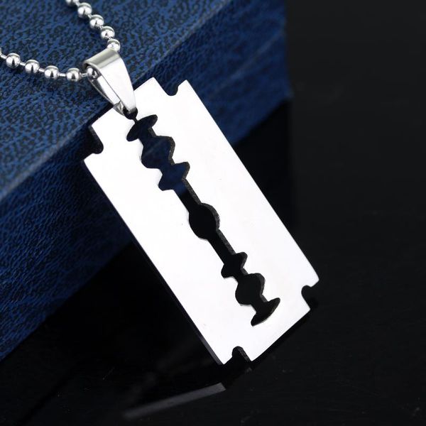 

chains stainless unique steel razor blade necklace cool silver color shaver shape pendant necklaces