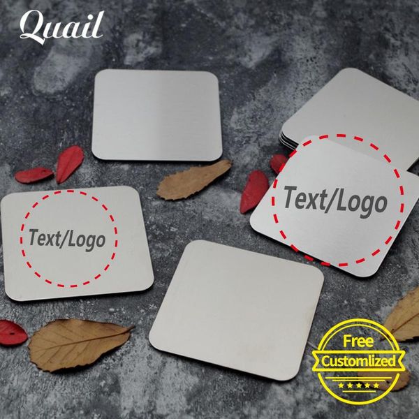 

mats & pads quail 100pcs square table cup mat non-slip stainless steel metal engraving your logo or text name