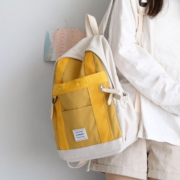 

backpack yellow women's backpacks for school teenagers girls blue fresh style embroidery fashion back pack nylon teen bagpack youth 202