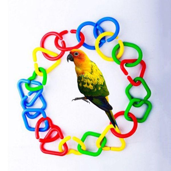

small animal supplies 20pcs parrot bite chew play toy bird diy accessories colorful plastic chain link 95