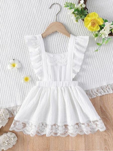 

baby contrast lace ruffle trim dress she01, Red;yellow