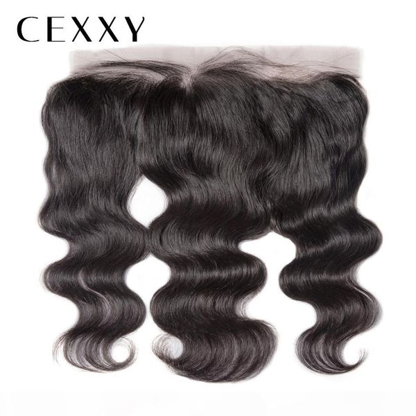 

cexxy] onecut hair 13x4inch body wave 8-20inch remy hair natural color 13x4 lace frontal human hair frontal closure, Black;brown