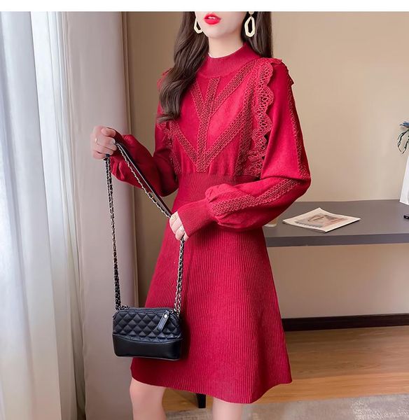 

casual dresses 2021 vintage women's clothing slim dress female autumn style vestidos robe femme, Black;gray