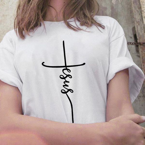

summer hipster short sleeve multi women t shirt color letters jesus print ladies tees, White