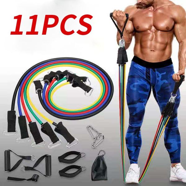 

resistance bands 11 pcs set fitness band, tension latex tape, tube, equipment, drawstring, home elastic back muscle