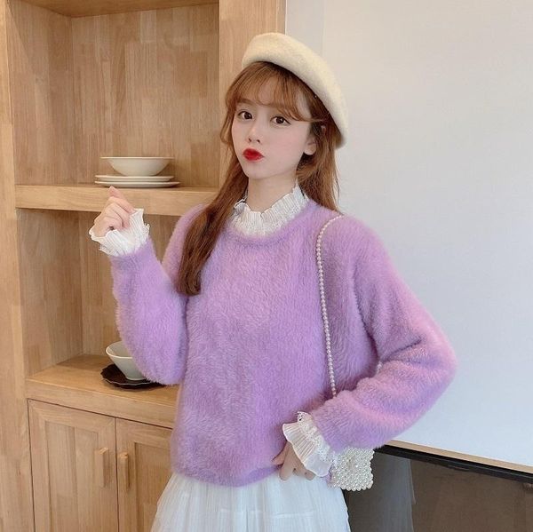 

women's sweaters thickened sweater autumn and winter 2021 design sense, White;black