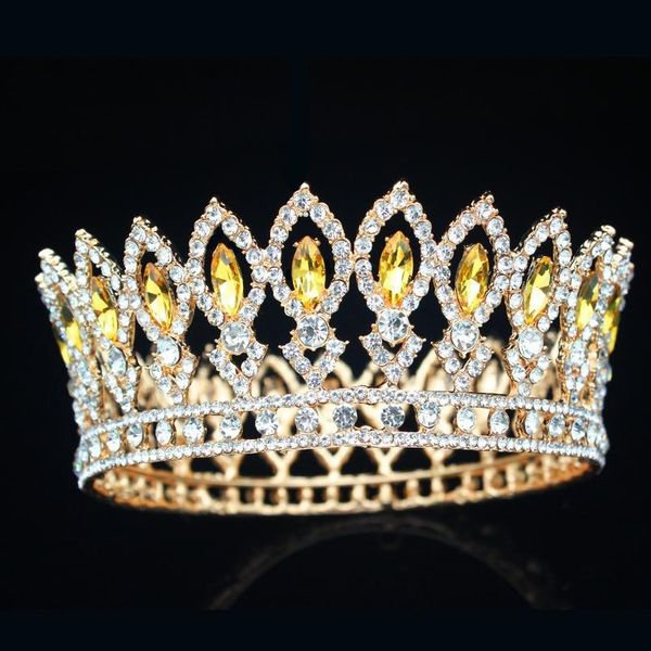 

gold yellow queen king bridal tiara crowns bride wedding hair jewelry accessories for women pageant prom vintage hair o qylowv