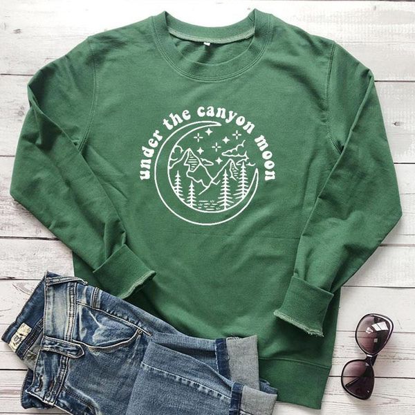 

under canyon moon pullover sweatshirt harry style women hoodies aesthetic mountain graphic jumpers autumn dropshipping, Black