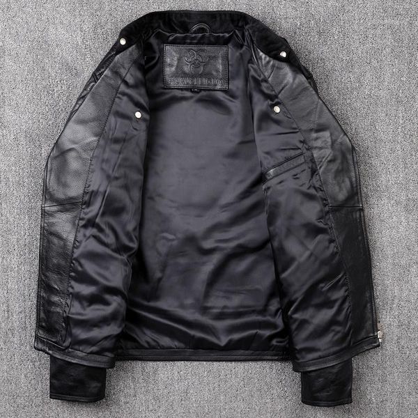 

men's leather & faux 2021 black skulls motorcycle style genuine jacket men plus size 3xl real natural cowhide autumn slim fit biker coa