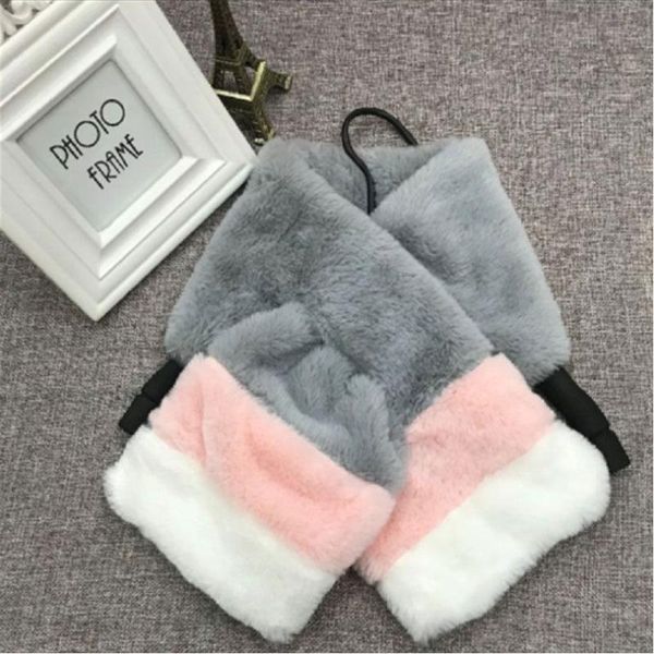 

scarves fashion woman kids monther and daughter winter warm wrap faux fur gift stylish ladies girls patchwork scarf, Blue;gray