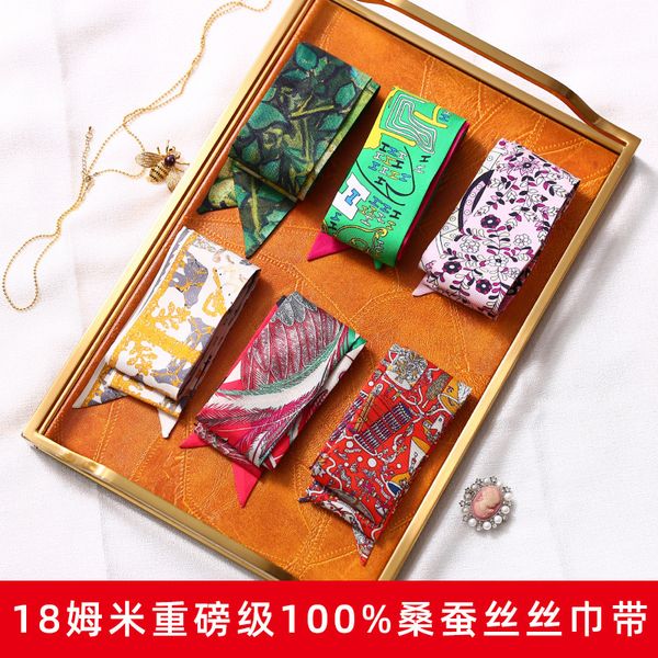

18 musan bag handle silk slender narrow ribbon scarf girdle girl, Blue;gray