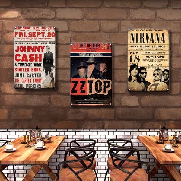 

2021 nirvana foo metal rock n roll metal poster tin sign vintage johnny cash metal plaque signs retro pub bar man cave home decor size 30x20