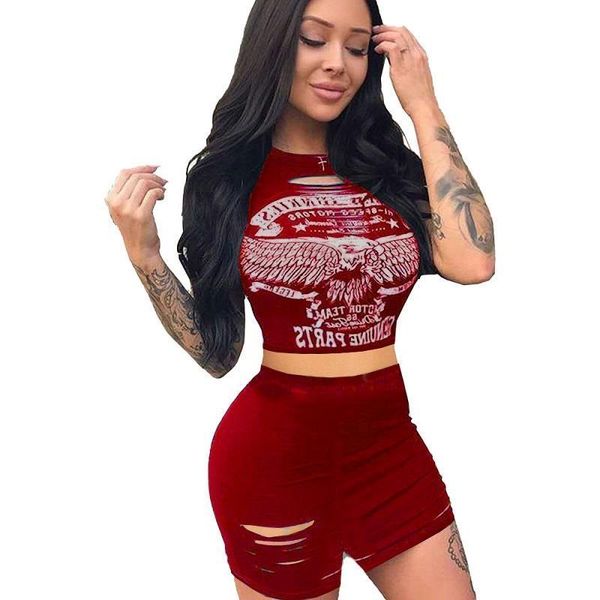 

sports style 2 piece set women short sleeve crop and ripped shorts two piece set summer tracksuit outfit ssm9017, Gray