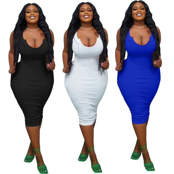 

casual dresses summer plus size clothing for women wholesale short sleeveless backless dress club bodycon drop, Black;gray