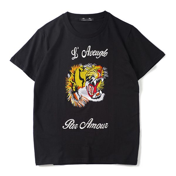 

2021 new mens designer t shirts embroidery tiger head short sleeve tshirts summer hip hop 100% cotton tees streetwear zov6, White;black