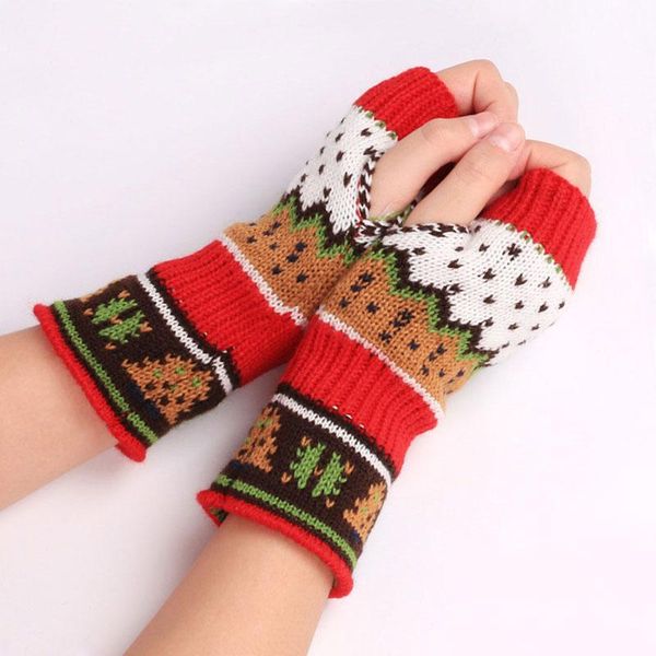 

five fingers gloves christmas knitted arm fingerless hand warmer winter soft cute warm black half finger mittens male guantes, Blue;gray