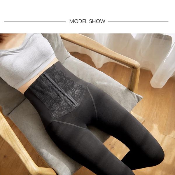 

yoga pants fleece lined leggings for women-winter high waisted plush thermal tights gym yoga running fitness leggings pants#30, White;red