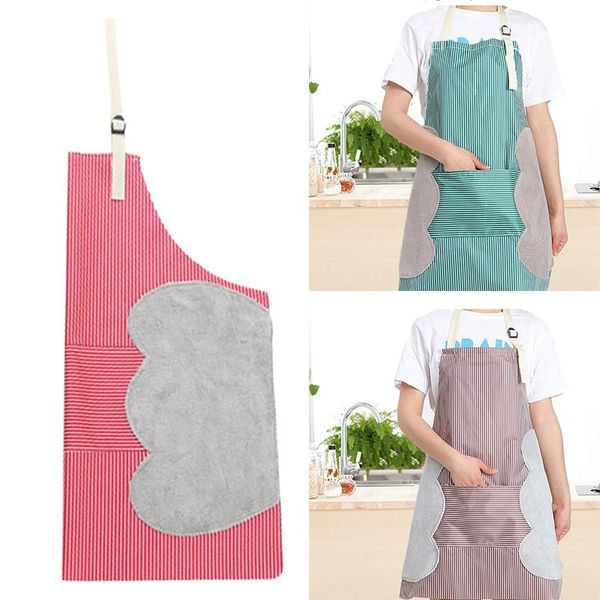 

kitchen apron with side wipes absorb water adjustable buckle oxford cloth big pocket for women men chefs aprons