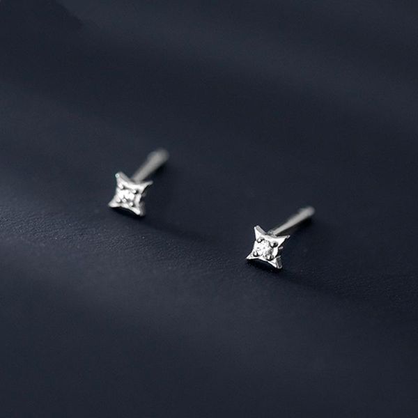 

stud 925 sterling silver simple single zircon star earrings women girl exquisite mini earring original jewelry access, Golden;silver