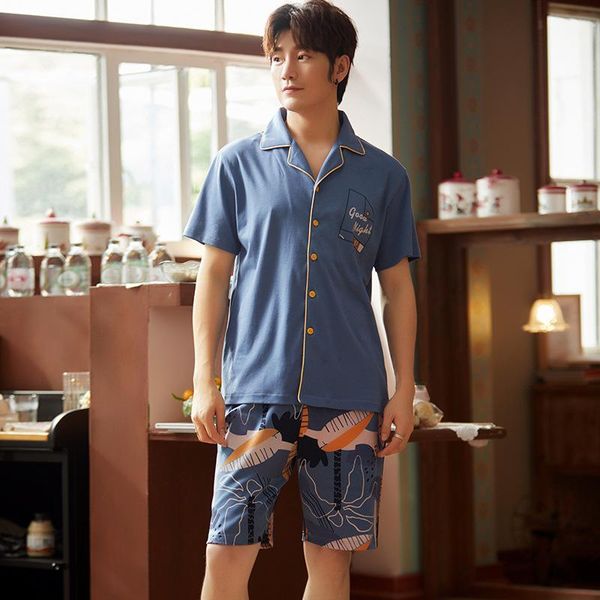 

summer men pyjama set cotton men pajama suit short sleeve pajama man sleepwear spring male nightgown xxxl sleepwear, Black;brown