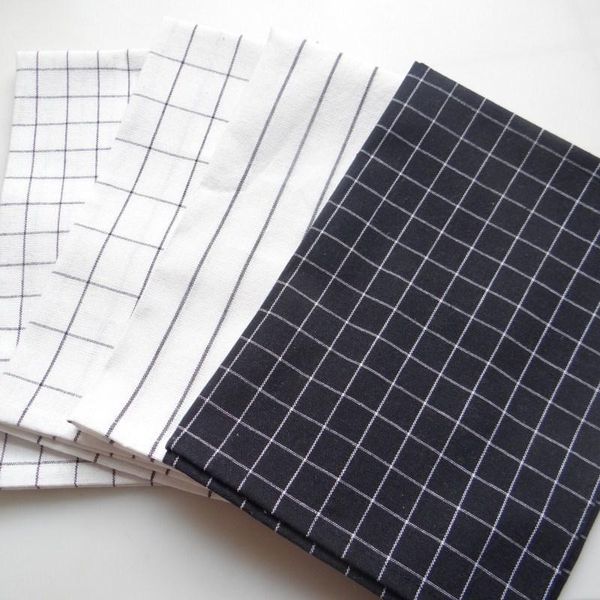

3pcs cotton material stripe and plaid white black kitchen napkin p background