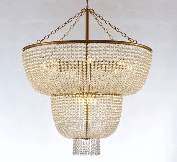 American Chandelier Light Lâmpadas Luxo Moderno Moderno Francês Francês Branco Duplex Stair Light Sala de Estudo Quarto Jantar