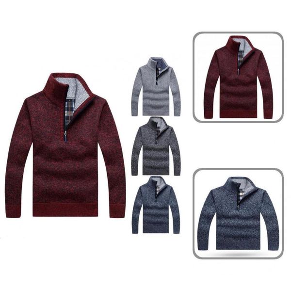 

men's jackets stylish winter coat stand collar men autumn sweater plush warm for daily wear pullover, Black;brown