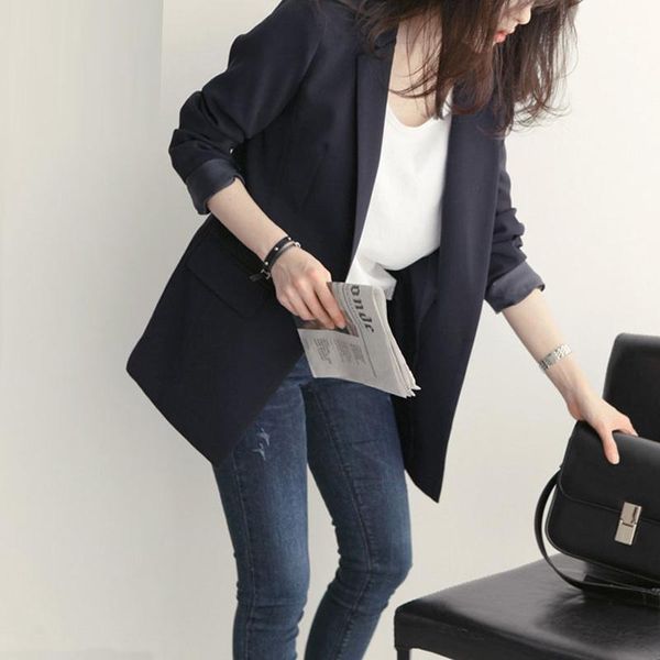 

fy001 long loose small suit jacket black slim fit overalls suit., White;black
