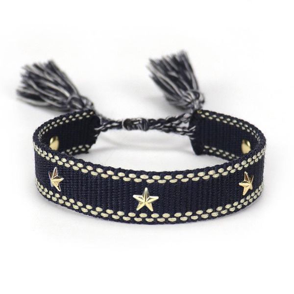 

charm bracelets studded friendship bracelet for men women braided woven with stars giveaway 2021 fashion jewelry gifts, Golden;silver