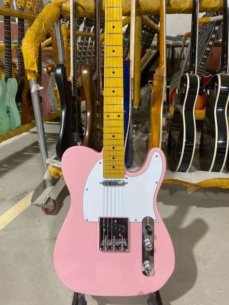 

electric guitar maple fingerboard pink color chrome hardware