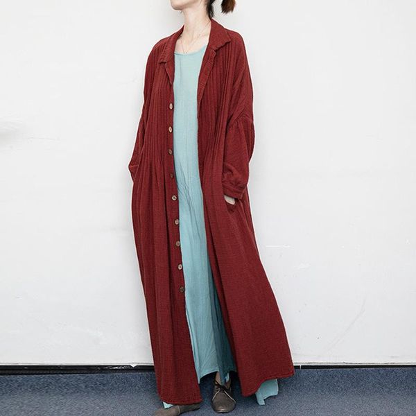 

women's trench coats autumn single breasted turn-down collar women cardigan 2021 cotton linen solid color casual female long coat, Tan;black